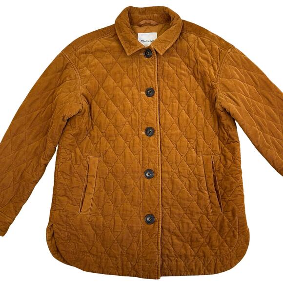 Madewell Sz S Quilted Corduroy Walton Shirt-Jacket Barn Coat Insulated Cotton - Picture 10 of 16